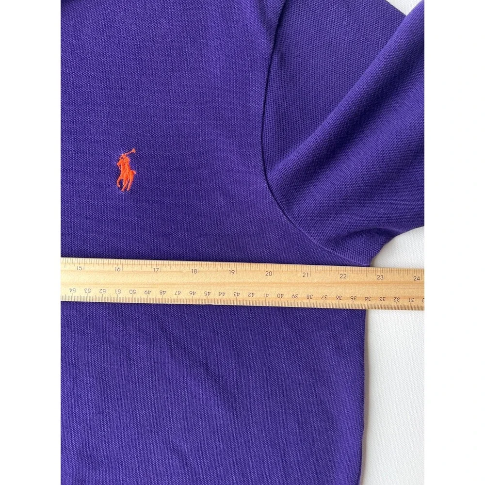 Polo Ralph Lauren Polo Shirt Mens XL Purple Pima Interlock Slim Fit Orange Pony